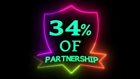 Neon Light Partnership Message Dynamic Glowing Sign Animation Black Backgroun Stock Footage 329542888