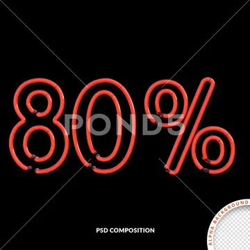 Neon light percent symbol collection isolated 3d render PSD 模板