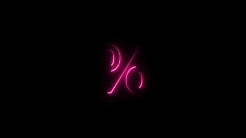 Neon light percent % text icon animation Stock Footage 306030491