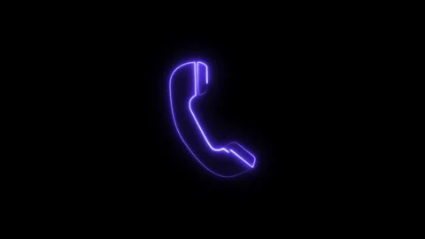 Neon Light Phone Receiver Sign for Communication and Customer Service Stock Footage 344831149