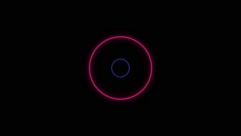 Neon light pink and circle animated in space on black background. Stock Footage 132600244