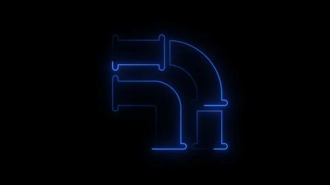 Neon light pipe fitting performing installation in dark studio with copy space Stock Footage 346112158