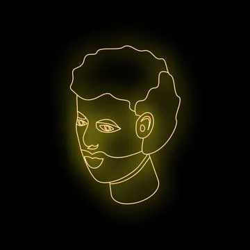 Neon light portrait of young man looking sideways Stock Illustration