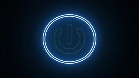 Neon light power button turning on and off ,looping animation on the black .. Stock Footage 293552343
