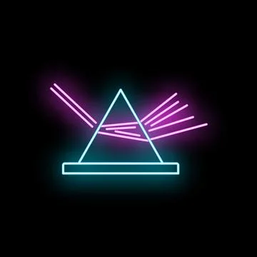 Neon light prism refracting spectrum beams icon Stock Illustration