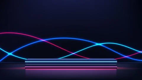 Neon Light Product Display Podium Minimalist Futuristic Tech Showcase Mocku.. Stock Illustration