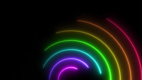 Neon light rainbow on black background Stock Footage 244724335