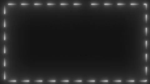 Neon Light Rectangle Frame Animation with Glowing Outline on Dark Background Stock Footage 338083172
