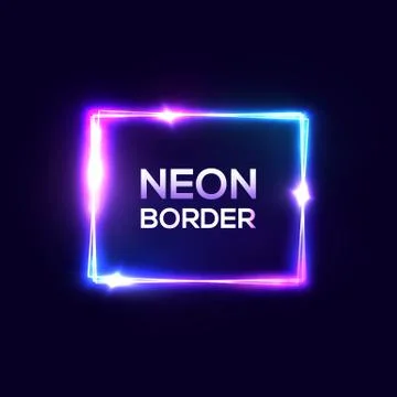 Neon light rectangle frame. Electricity background Stock Illustration