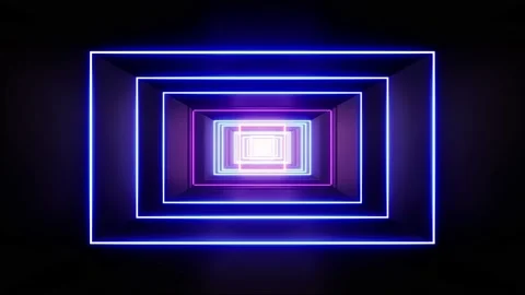 Neon Light Rectangle Tunnel Background Stock Footage 201201315