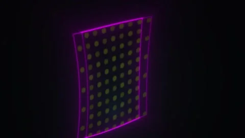 Neon Light Rectangle with Yellow Dots. Video stock 335113922
