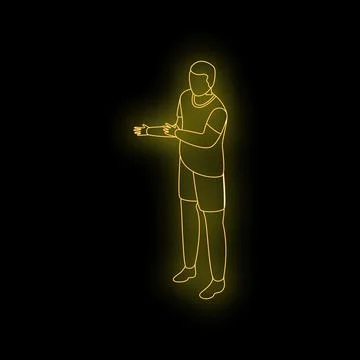 Neon light representing young man explaining something with hand gestures Stock Illustration
