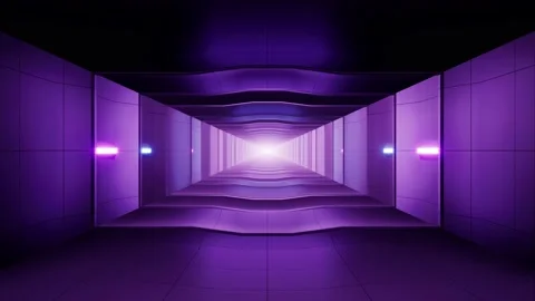 Neon Light Sci Fi Corridor VJ Loop Stock Footage 201201494