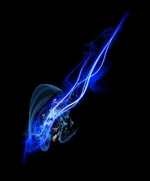 Neon Light Shape with Realistic Splash Glowing Particles, Waves of Bright Lines Stock Illustration