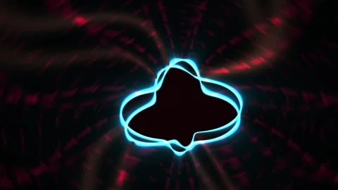 Neon light shaped like a four leaf clover on a dark background with red light Stock Footage 337483550