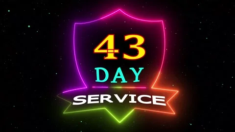Neon light shield 43 day service animation Video stock 330511006