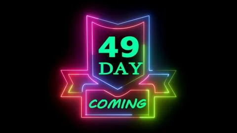 Neon light shield countdown 49 day coming Stock Illustration