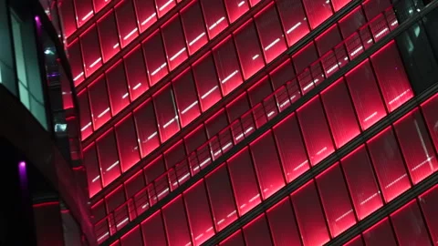 Neon light show on Dexia skyscraper in Brussels, Belgium Stock Footage 141656858