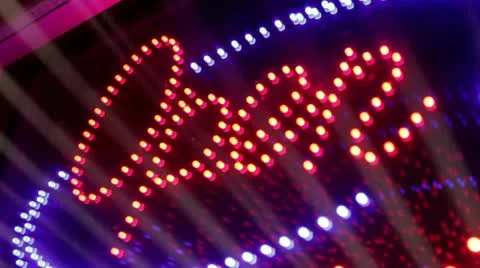 The neon light sign Open is blinking. Stock Footage 18175441