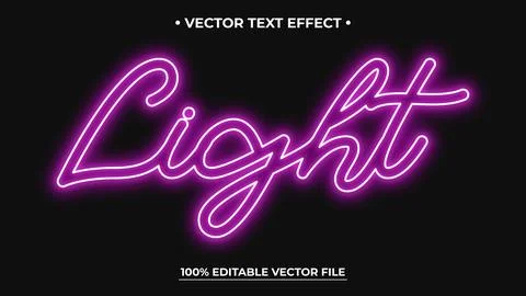 Neon light sign text effect editable text Stock Illustration