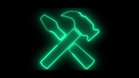 Neon Light Spanner Hammer Tool Outline Animation Dynamic Glowing Constructi.. Vidéo 330848473
