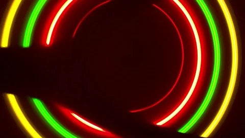 Neon light, spinning led circle, technology 4k video Stock Footage 95435207