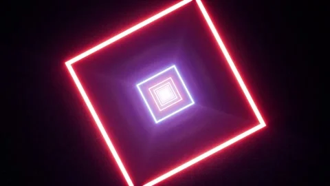 Neon Light Square Asphalt Tunnel Stock Footage 201201746