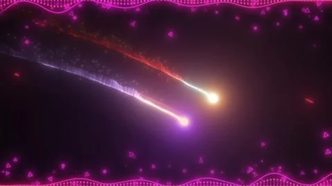 Neon light streaks moving across abstract digital background with glowing Stock Footage 345333870