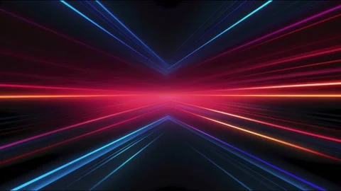Neon light streaks streaming toward horizon racing through retro synthwave .. 库存影片 339791343