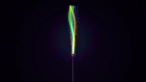Neon light streams flowing from stick on black background. Stock Footage 345502397