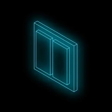 Neon light switch glowing on black background Stock Illustration