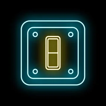 Neon light switch glowing blue and yellow Stock Illustration