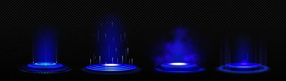 Neon light technology effect circle portal podium Stock Illustration