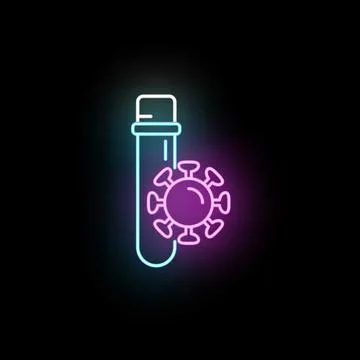 Neon light test tube with  virus icon Stock Illustration