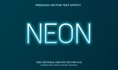 Neon light text effect, editable retro and glowing text style Stock Illustration