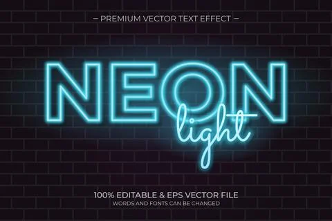 Neon light text effect, editable retro and glowing text style Stock Illustration
