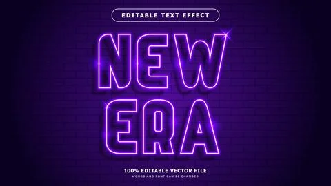 Neon light text effect editable retro and glowing text style Stock Illustration