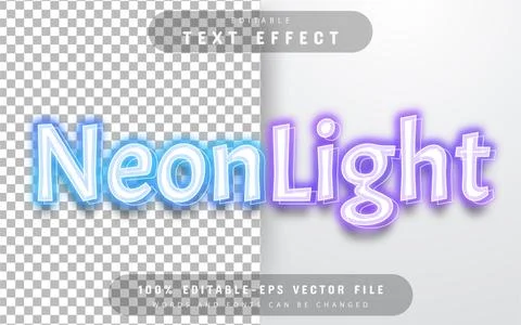 Neon light text effect Stock Illustration