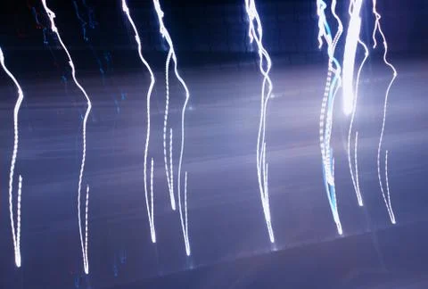 Neon light traces in motion background Foto stock