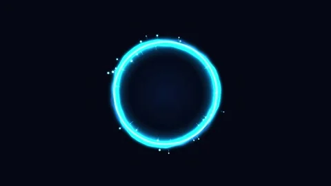 Neon light trail circle. blue neon circle with light trails on black background Stock Footage 341545857