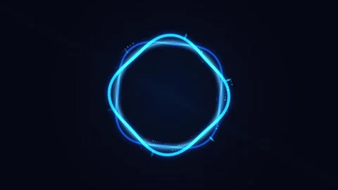Neon light trail circle. Blue neon glowing light trail circle on dark background Stock Footage 341545880