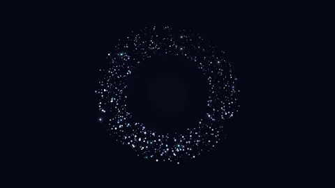 Neon light trail circle. Circular glowing blue and purple particle ring on black Stock Footage 341545925
