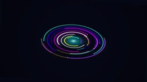 Neon light trail circle. Colorful concentric neon circles with light trails Stock Footage 341545909