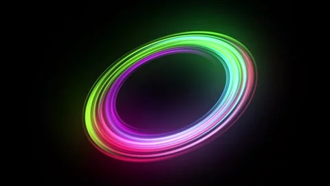 Neon light trail circle. Endless circular pattern. Empty space for text for Stock Footage 291630445