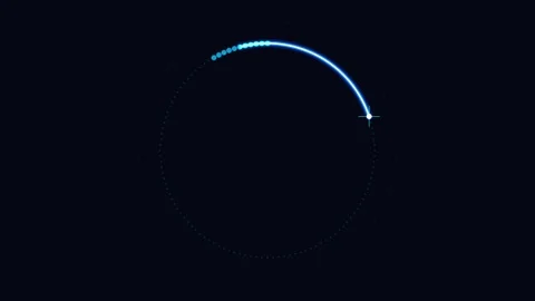 Neon light trail circle featuring a vibrant glowing ring of blue and pink Video stock 345831366