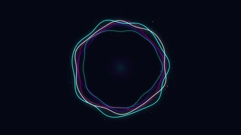 Neon light trail circle. Glowing cyan and purple neon circular light trails Stock Footage 341544614