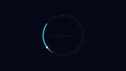 Neon light trail circle. Glowing blue neon circular light trail on black Stock Footage 341545173