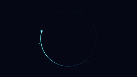 Neon light trail circle glowing ring animation on dark background Video stock 345831370