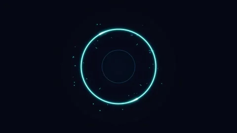 Neon light trail circle. Neon blue circle HUD interface with light trails Stock Footage 341544615