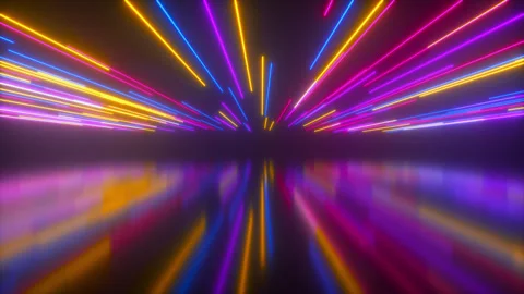 Neon Light Trail Running With Reflection Vídeos de archivo 304565427